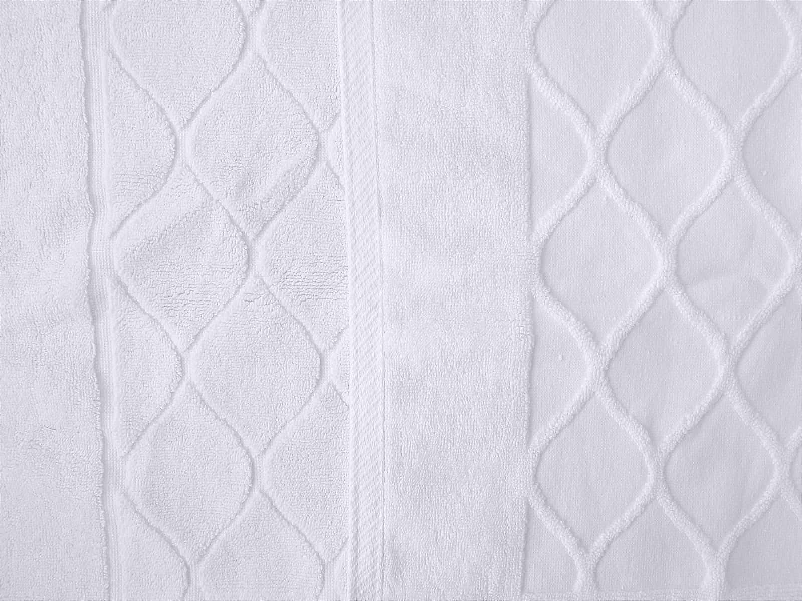 Полотенце для ног, 50х75см, 750 г/м2, 100% хл, белое, жаккард "орнамент" / Bath terry mat, 50x75 cm, 750 GSM, 100% ct, white, jacquard "ornament": 1/50