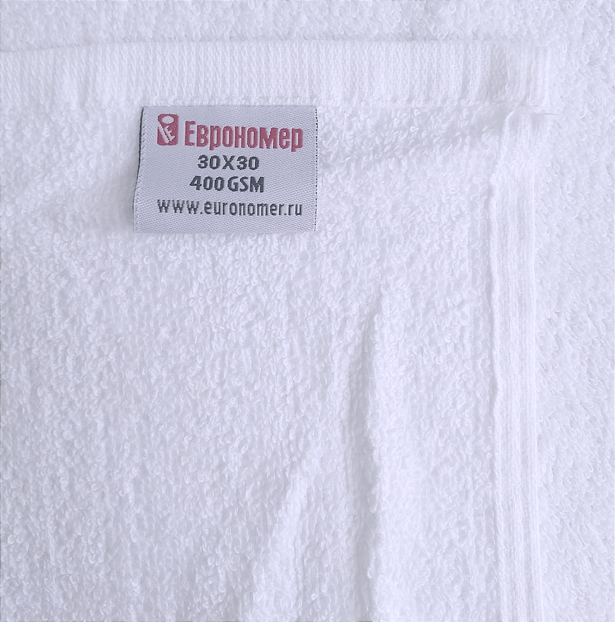 Салфетка махровая 30х30, 400 гр/м2, 100% хлопок, цвет-белый: 1/472