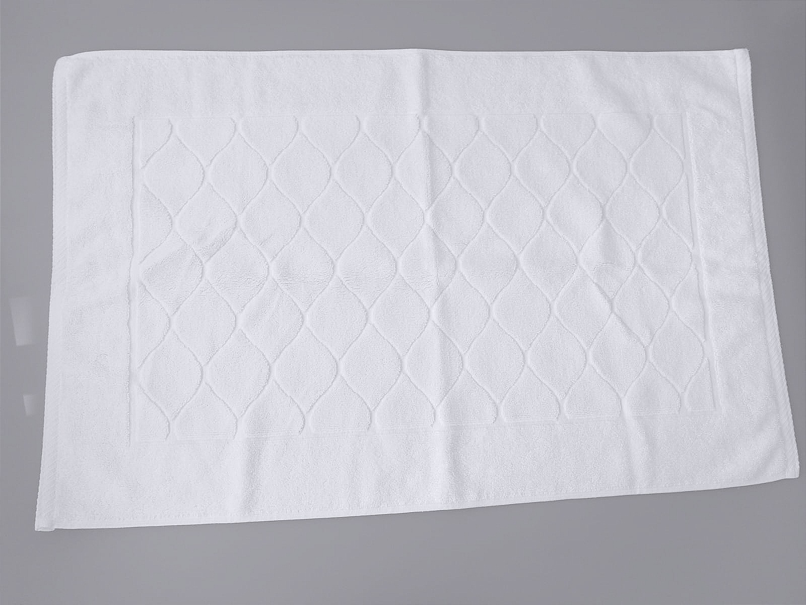 Полотенце для ног, 50х75см, 750 г/м2, 100% хл, белое, жаккард "орнамент" / Bath terry mat, 50x75 cm, 750 GSM, 100% ct, white, jacquard "ornament": 1/50